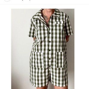 Red Sky Gingham Shorts Romper
